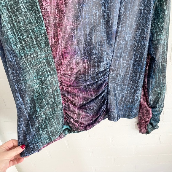 Joseph Ribkoff Cyber Ruched Jacket Liquid Metal Effect Sz L - Picture 13 of 13